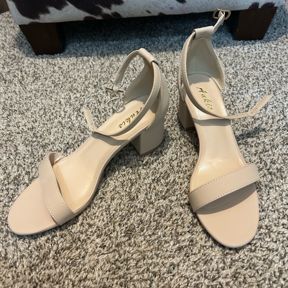 Amazon Cream Block Heel Sandals